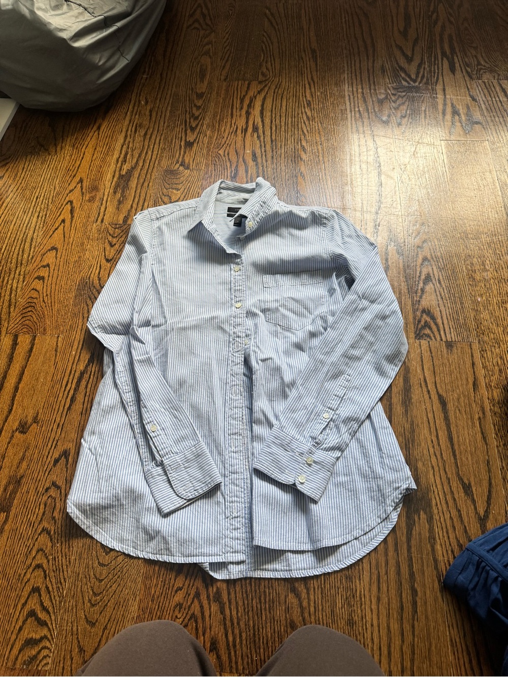 J. Crew Light Blue and White Striped Button-Down Shirt
